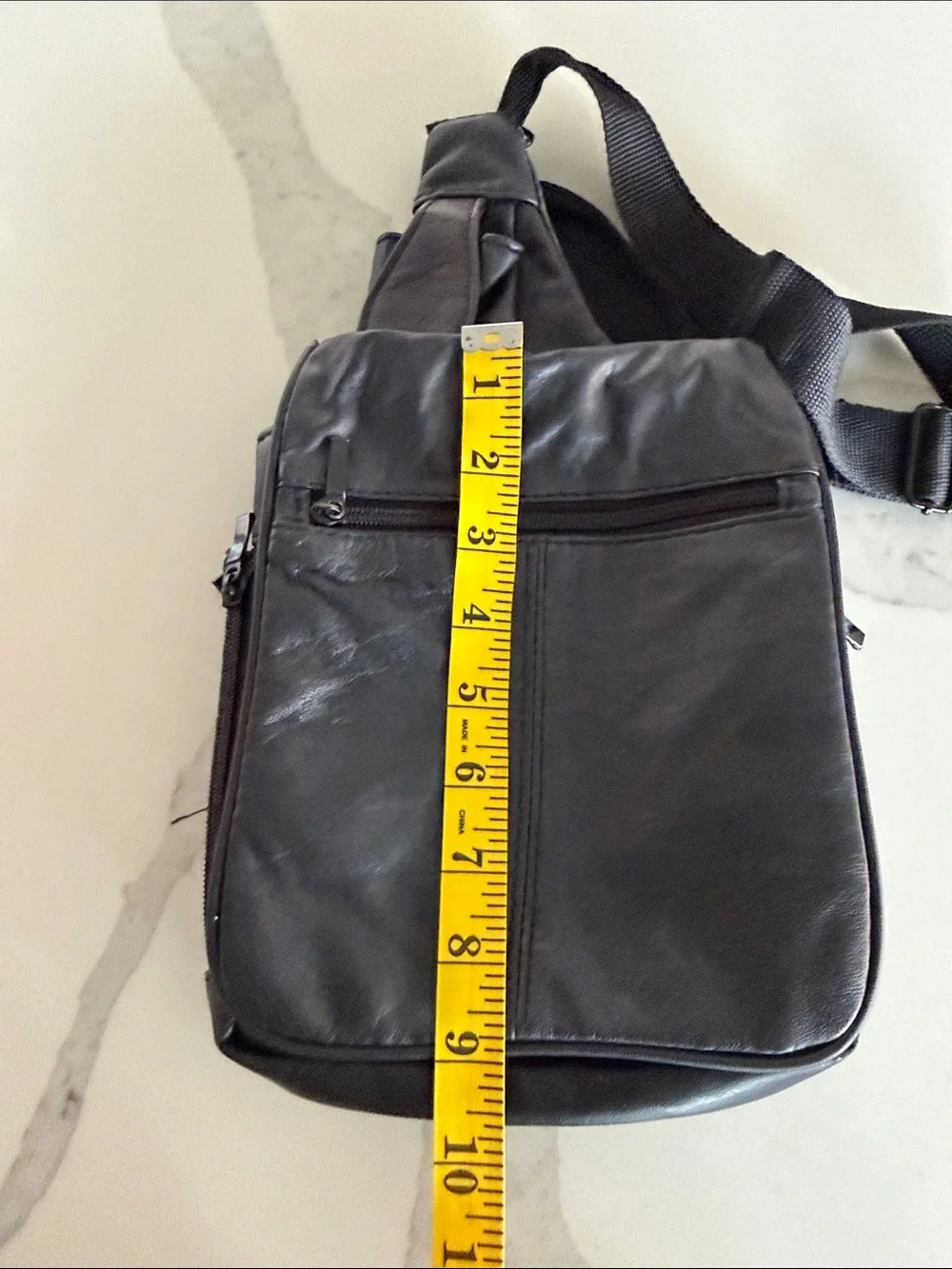 Vintage DB Design Crossbody Bag Black Leather Purse for Men or Women. Travel